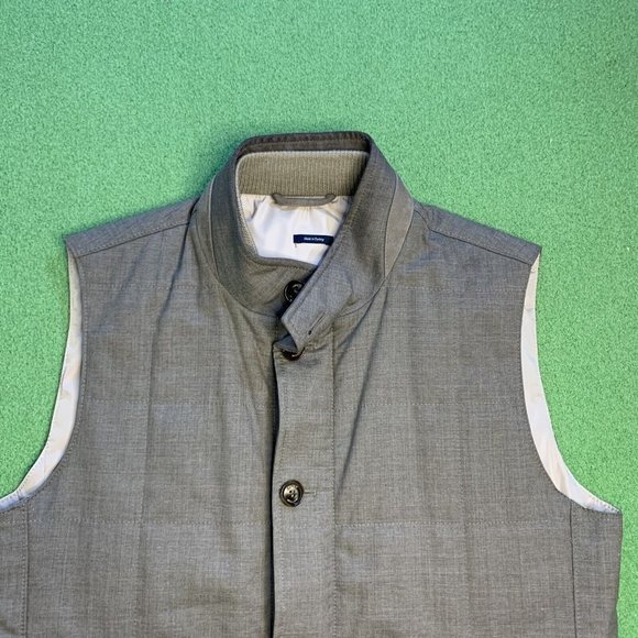 Peter Millar Collection Quilted Vest Suede Leather Trim Collar Size Medium - Picture 4 of 9